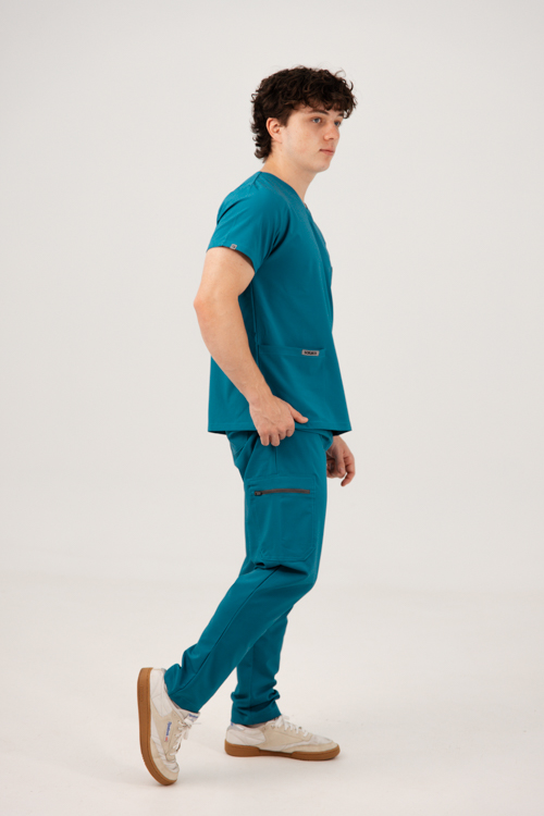 Frontrunner Men Teal Straight Cut Scrub Pants